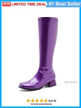 Women's Knee High Go Go Boots Low Block Heel Side Zip Party Dance Shoes